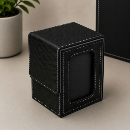 Premium Trading Card Deck Box with Display Window – Magnetic Leather Card Storage Case